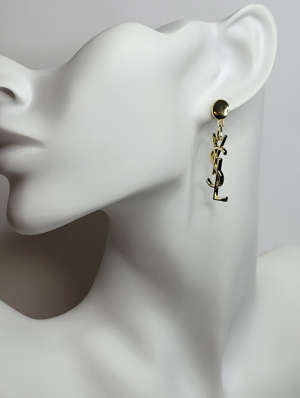 Gold Dangle YSL zip Pull Earrings, New - Picture 2 of 2
